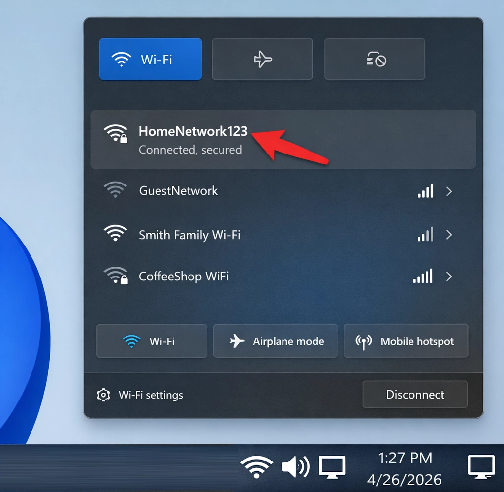 Illustration of a home router being restarted with a power icon.